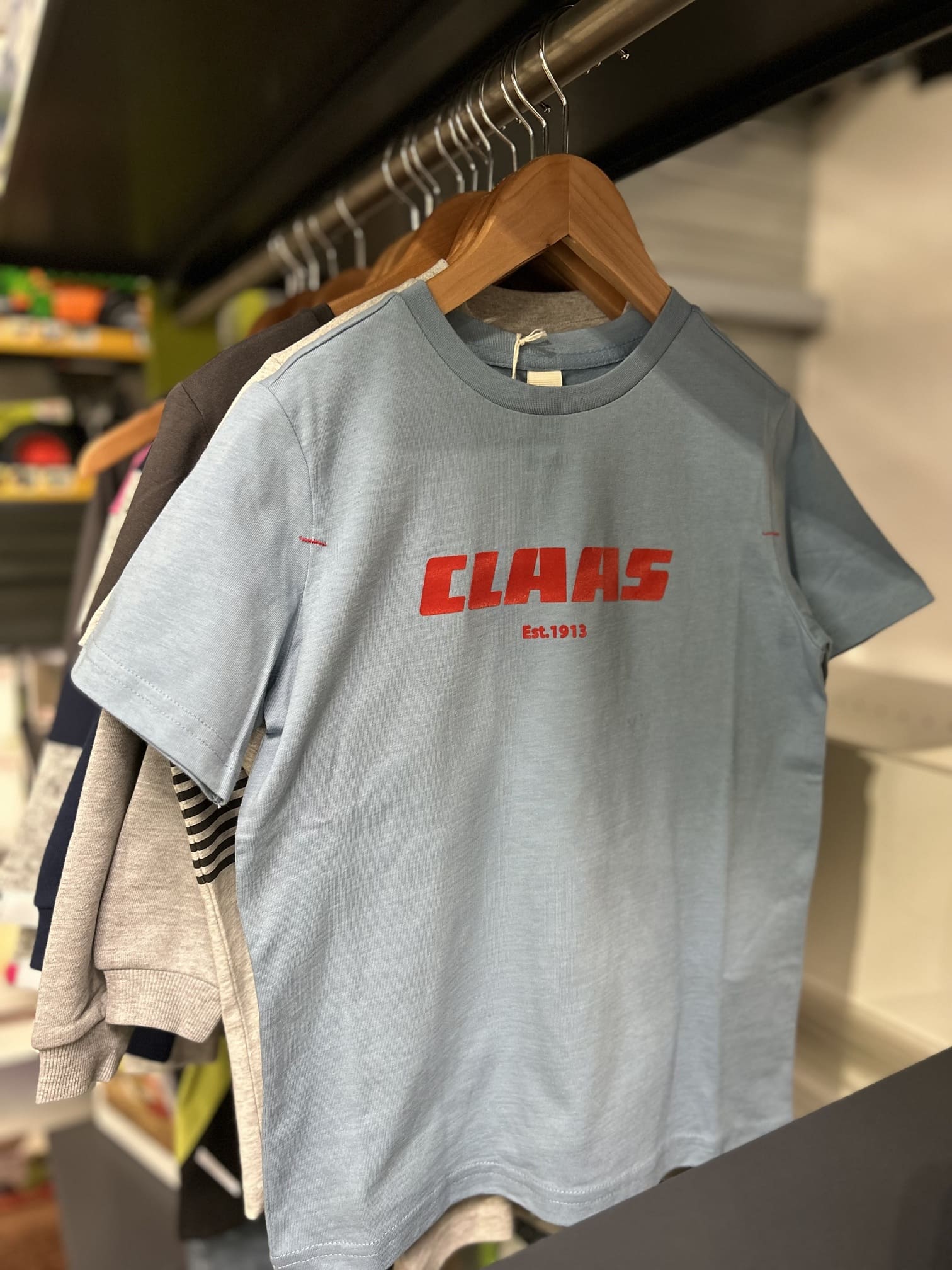 T-shirt bleu CLAAS pour enfant chez J-F AGRI à Schlierbach