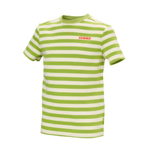 t-shirt rayé vert et blanc claas enfant jf-agri schlierbach